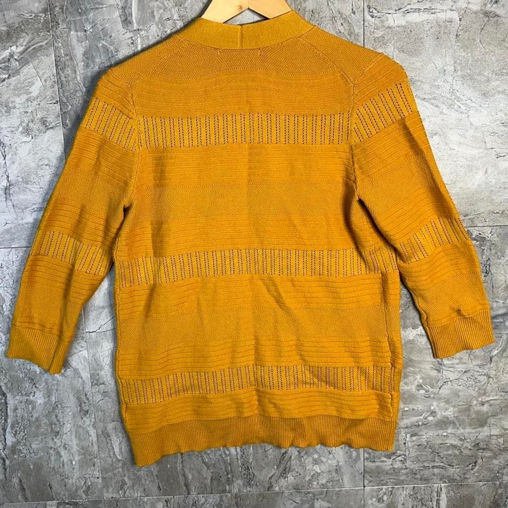 Mustard‎ yellow cardigan with 3/4 sleeves Woman's Medium #preppy #retro - Picture 4 of 4